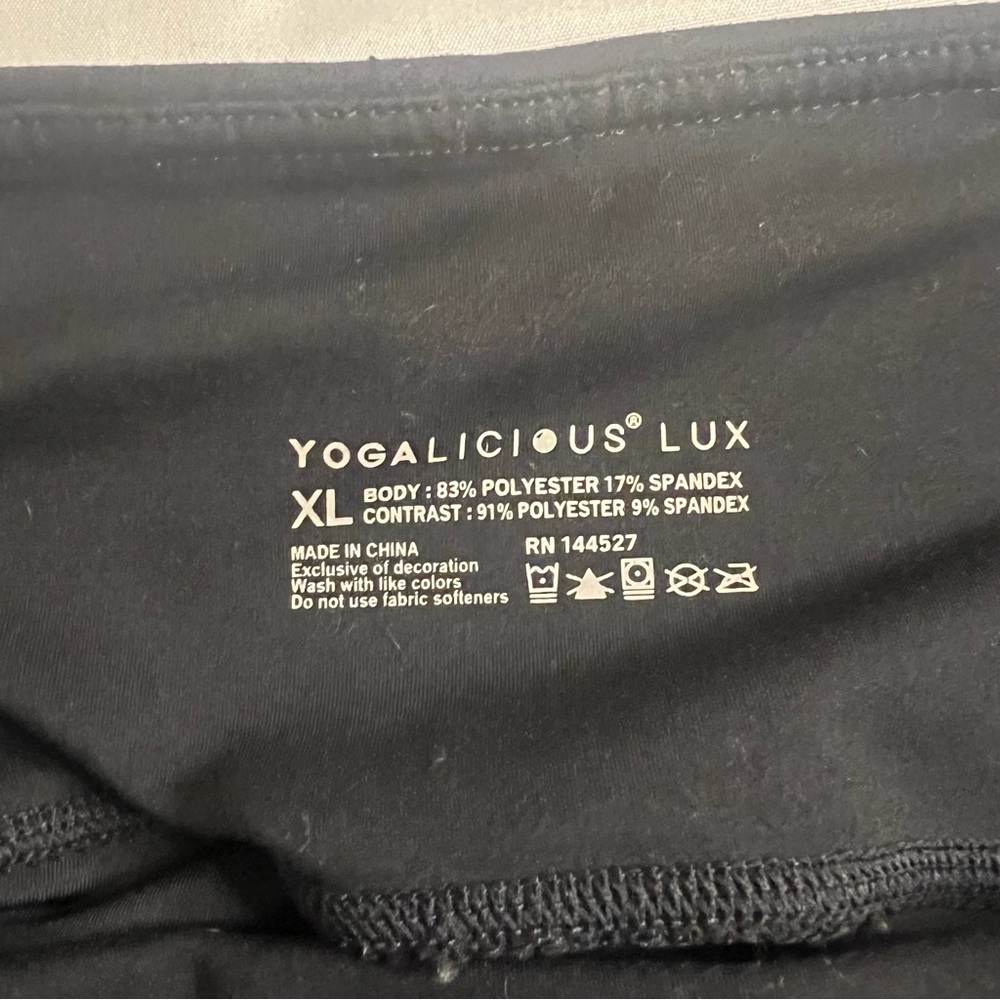 Yogalicious Lux Black High Rise Biker Shorts XL Athletic Workout Yoga - Picture 3 of 3